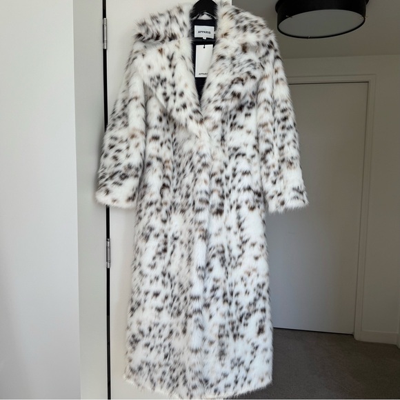Luxury Brand New Apparis Gabrielle Maxi Coat. S size. Snow Leopard Print. - Picture 7 of 16